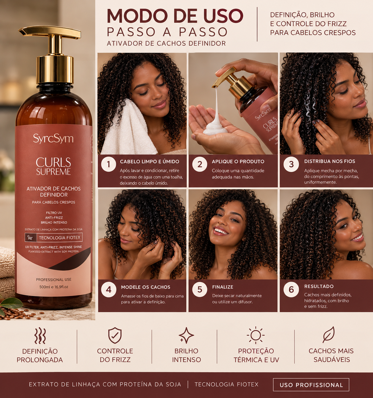 Ativador de Cachos Curls Supreme - 500ml (Para cachos e crespos - 3C ao 4C)