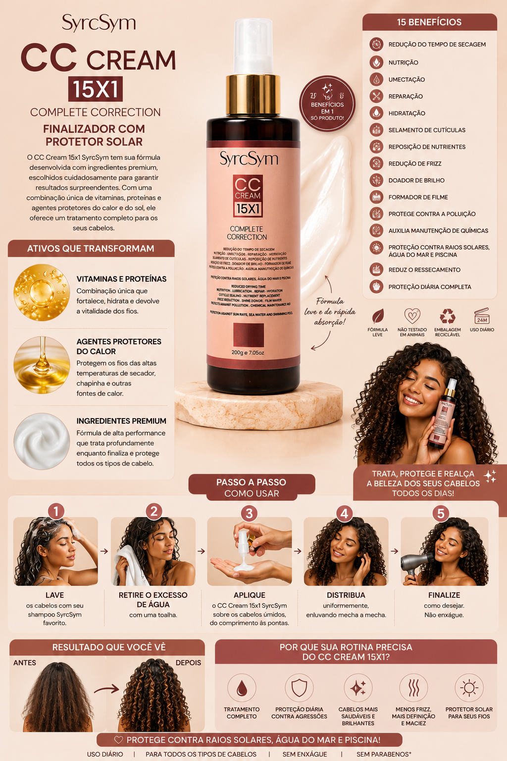 CC Cream Syrcsym 15x1 - 200ml - Crema de acabado con protección solar para el hogar 
