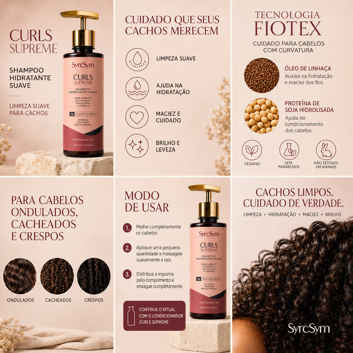 Syrcsym Curls Supreme Moisturizing Shampoo for Curly and Coily Hair - 300ml 