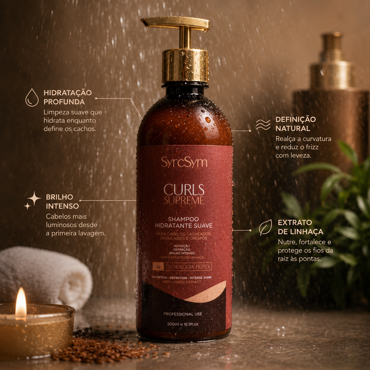 Champú hidratante Curls Supreme con tecnología Syrcsym FioTex - 500 ml 